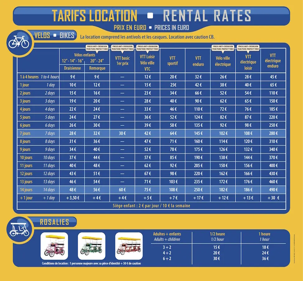 tarifs velocation